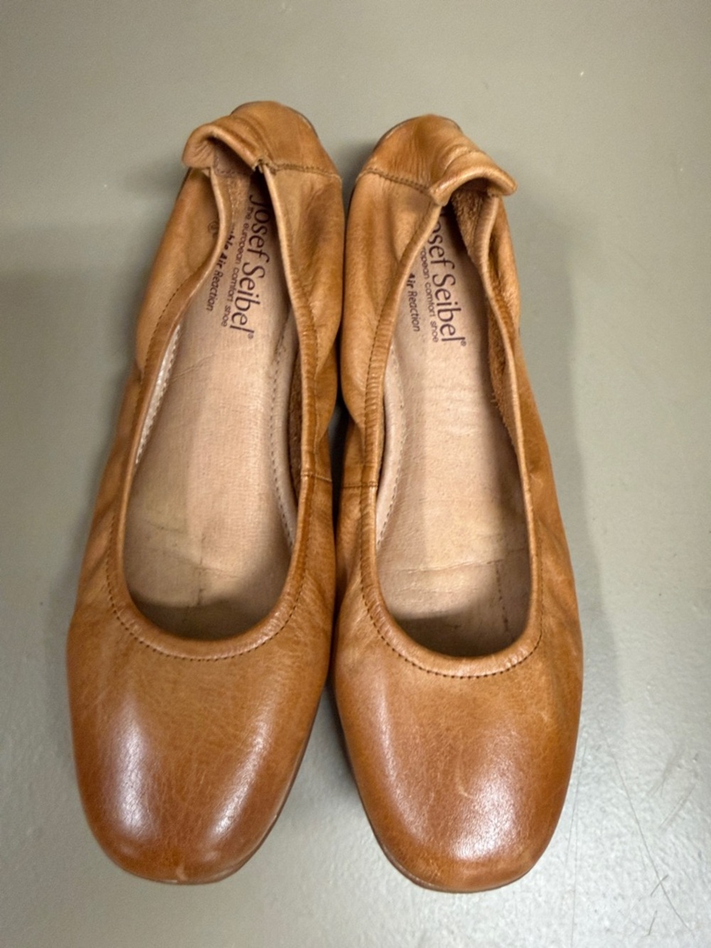 Josef Seibel Women's Cognac Leather Ballet Flats EU 37, Comfort Soles